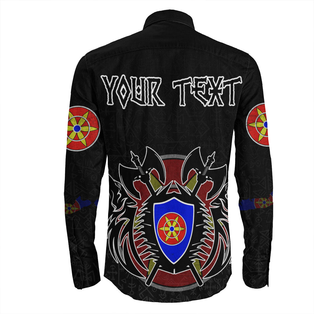 (Custom) Viking - Kven Flag and Map Long Sleeve Button Shirt style Viking Geri and Freki RLT12 - Wonder Print Shop