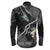 custom-wonder-print-shop-ragnarok-long-sleeve-button-shirt-odin-fight-fenrir-on-thunder-background