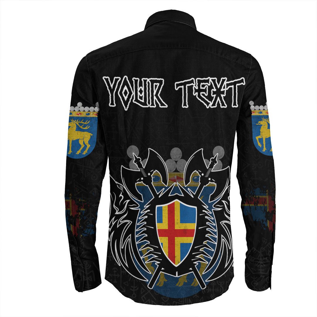 (Custom) Viking - land Flag and Map Long Sleeve Button Shirt style Viking Geri and Freki RLT12 - Wonder Print Shop