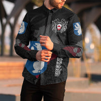 (Custom) Viking - Greenland Flag and Map Long Sleeve Button Shirt style Viking Geri and Freki RLT12 - Wonder Print Shop