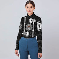 (Custom) Viking - Long Sleeve Button Shirt Skull Warrior Dead Hero with Hammer RLT12 - Wonder Print Shop