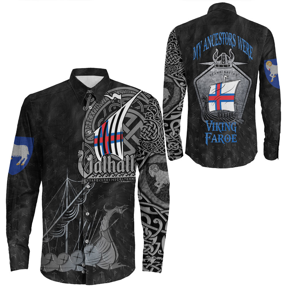 Viking Faroe Islands Drakkar Long Sleeve Button Shirt RLT12 - Wonder Print Shop