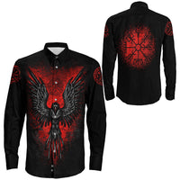 Viking Viking Raven Vegvisir Long Sleeve Button Shirt RLT12 - Wonder Print Shop