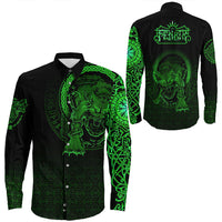Viking Clothing Viking Fenrir Norse 3D Green Long Sleeve Button Shirt RLT12 - Wonder Print Shop