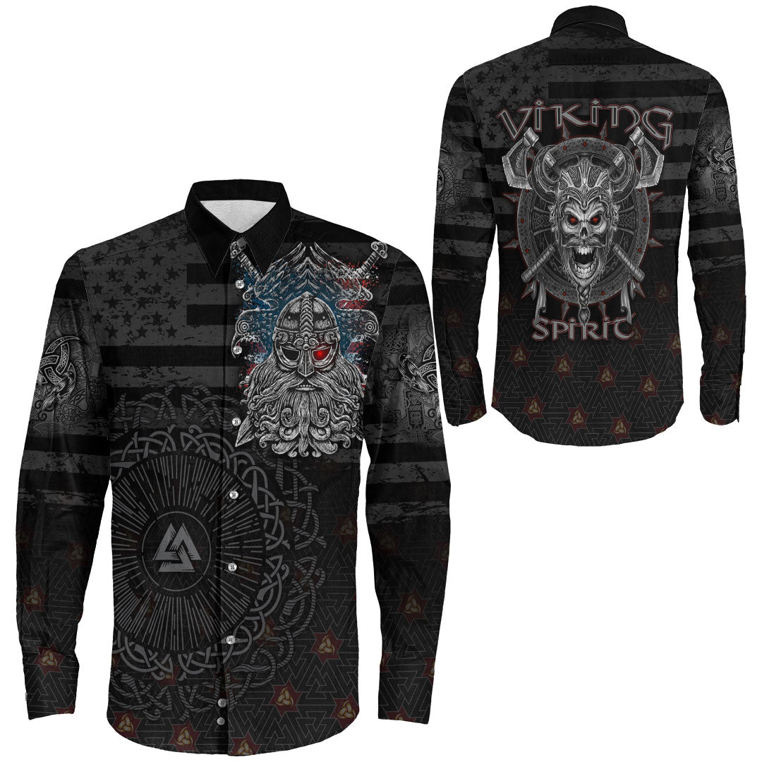 Viking Clothing American Viking The Viking Spirit Long Sleeve Button Shirt RLT12 - Wonder Print Shop