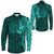 Viking Hoodie Vegvisir With Raven Viking Compass Long Sleeve Button Shirt Cyan Version RLT12 - Wonder Print Shop