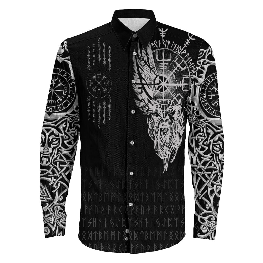 Viking Clothing Viking Compass Vegvisir Tattoo Long Sleeve Button Shirt RLT12 - Wonder Print Shop
