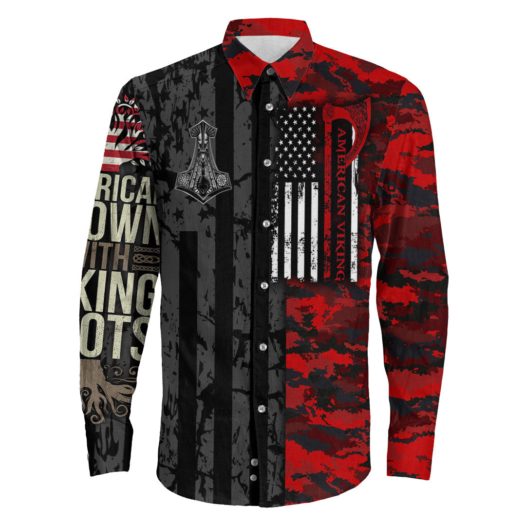 Viking Clothing American Viking Long Sleeve Button Shirt RLT12 - Wonder Print Shop