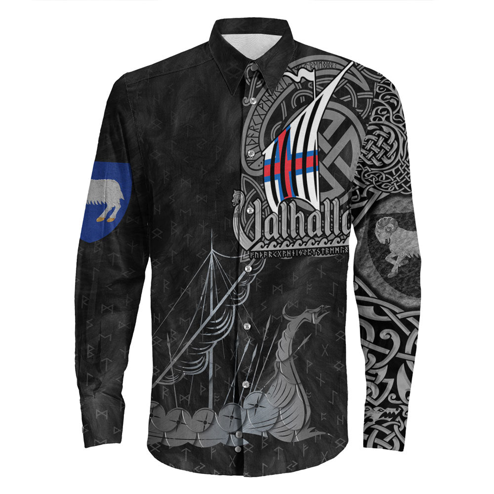 Viking Faroe Islands Drakkar Long Sleeve Button Shirt RLT12 - Wonder Print Shop