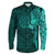 Viking Hoodie Vegvisir With Raven Viking Compass Long Sleeve Button Shirt Cyan Version RLT12 - Wonder Print Shop