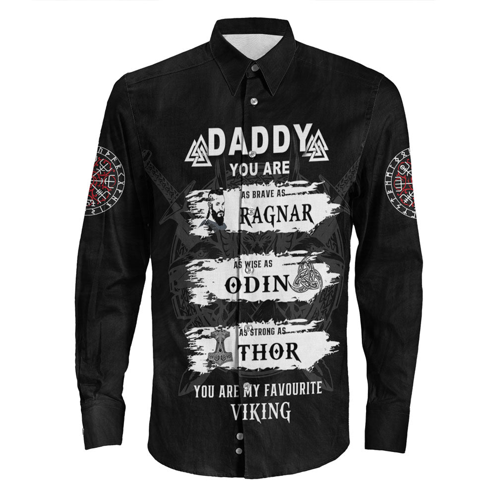 Viking Clothing Viking Daddy Long Sleeve Button Shirt RLT12 - Wonder Print Shop