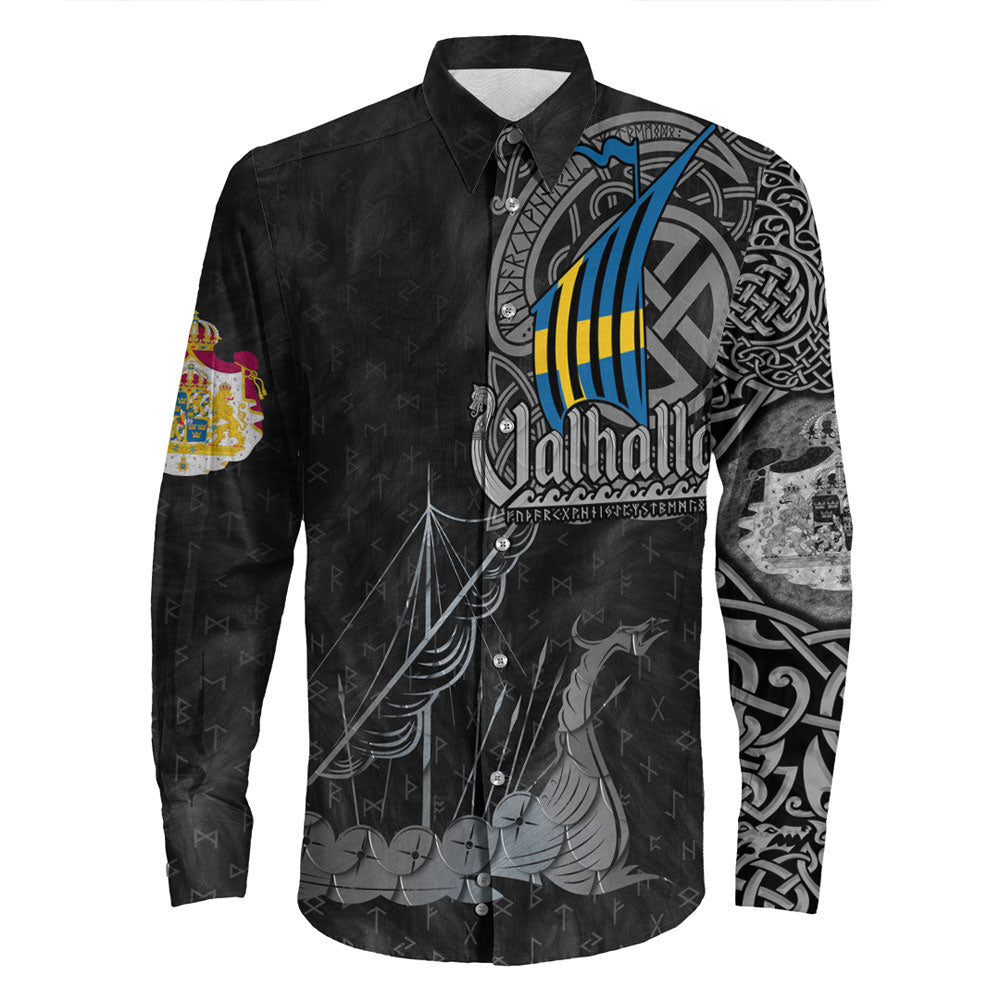 Viking Clothing Viking Sweden Drakkar Long Sleeve Button Shirt RLT12 - Wonder Print Shop