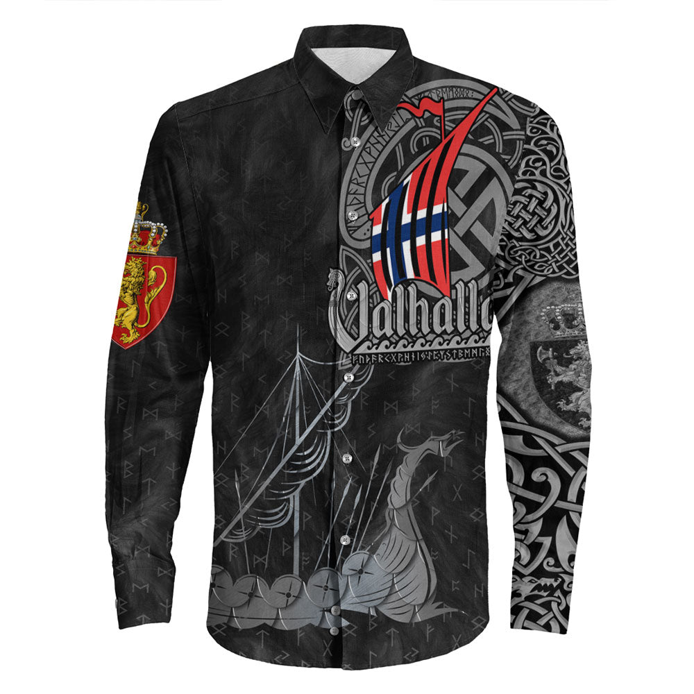 Viking Clothing Viking Norway Drakkar Long Sleeve Button Shirt RLT12 - Wonder Print Shop
