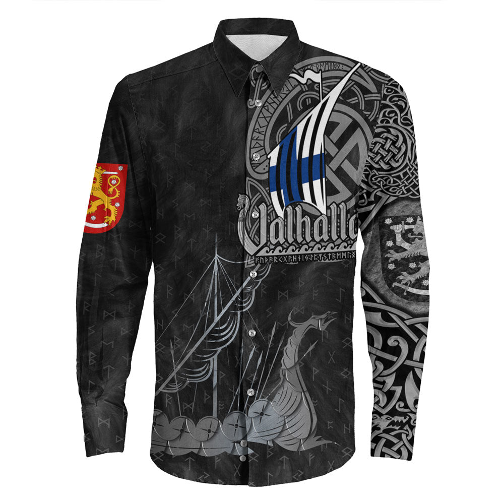 Viking Clothing Viking Finland Drakkar Long Sleeve Button Shirt RLT12 - Wonder Print Shop