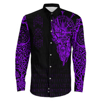 Viking Clothing Viking Compass Vegvisir Tattoo Purple Version Long Sleeve Button Shirt RLT12 - Wonder Print Shop