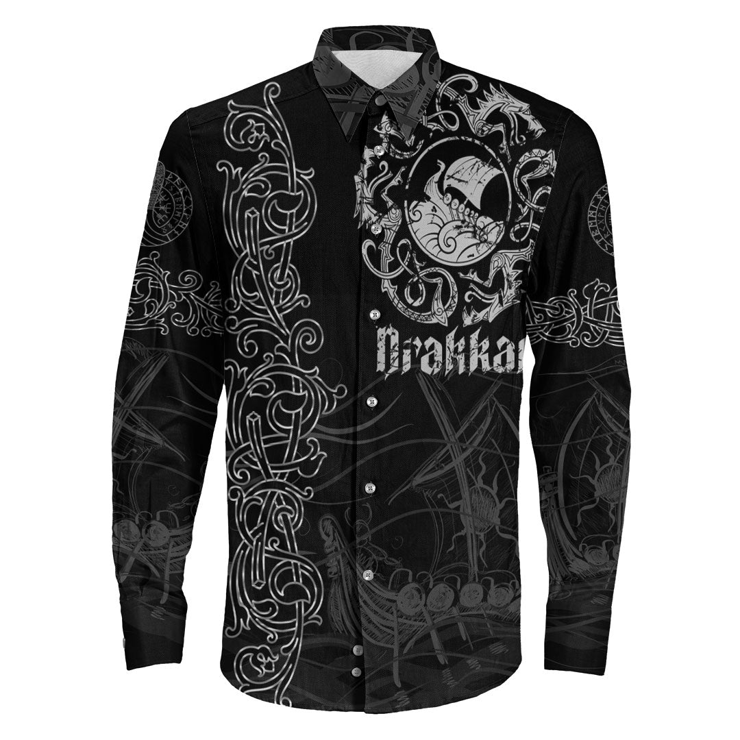 Viking Clothing Viking Drakkar Warship Long Sleeve Button Shirt RLT12 - Wonder Print Shop