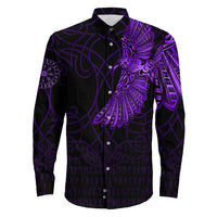 Viking Clothing Viking Odins Raven Tattoo Purple Version Long Sleeve Button Shirt RLT12 - Wonder Print Shop