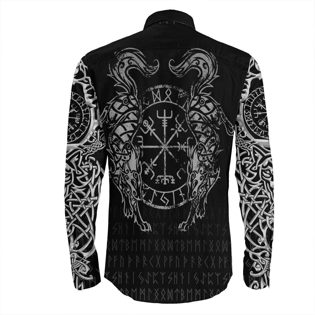Viking Clothing Viking Compass Vegvisir Tattoo Long Sleeve Button Shirt RLT12 - Wonder Print Shop