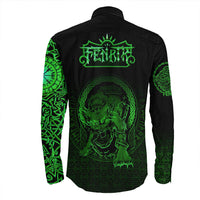 Viking Clothing Viking Fenrir Norse 3D Green Long Sleeve Button Shirt RLT12 - Wonder Print Shop