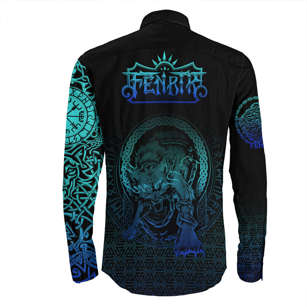 Viking Clothing Viking Fenrir Norse 3D Special Long Sleeve Button Shirt RLT12 - Wonder Print Shop
