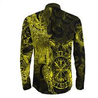 Viking Clothing Viking Odin Tattoo Yellow Version Long Sleeve Button Shirt RLT12 - Wonder Print Shop