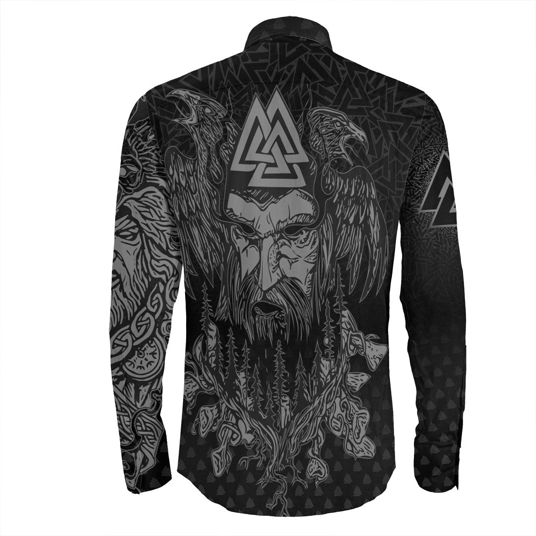 Viking Clothing Viking Odin Raven Tattoo Style Special Version Long Sleeve Button Shirt RLT12 - Wonder Print Shop