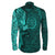 Viking Hoodie Vegvisir With Raven Viking Compass Long Sleeve Button Shirt Cyan Version RLT12 - Wonder Print Shop
