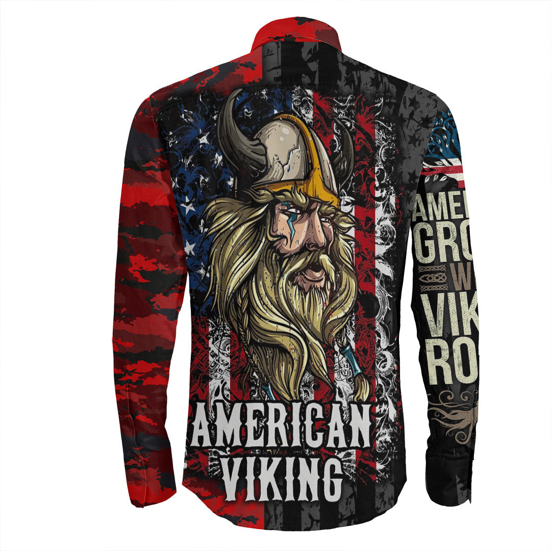 Viking Clothing American Viking Long Sleeve Button Shirt RLT12 - Wonder Print Shop
