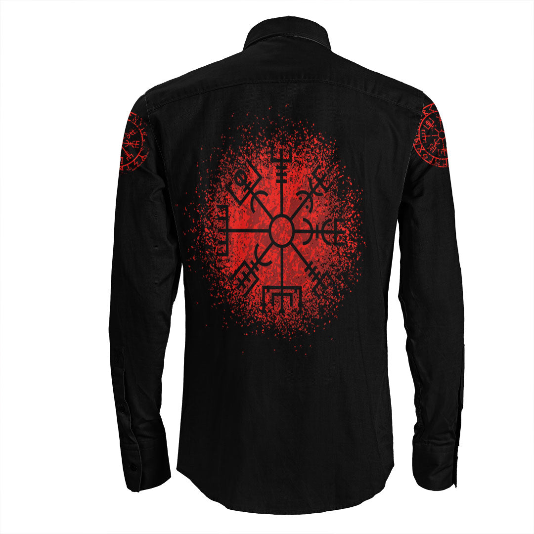Viking Viking Raven Vegvisir Long Sleeve Button Shirt RLT12 - Wonder Print Shop