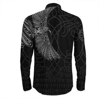 Viking Clothing Viking Odins Raven Tattoo Long Sleeve Button Shirt RLT12 - Wonder Print Shop