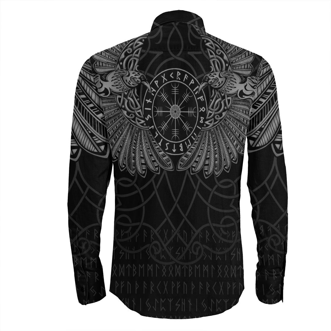 Viking Clothing Viking Odin's Celtic Two Ravens Special Version Long Sleeve Button Shirt RLT12 - Wonder Print Shop