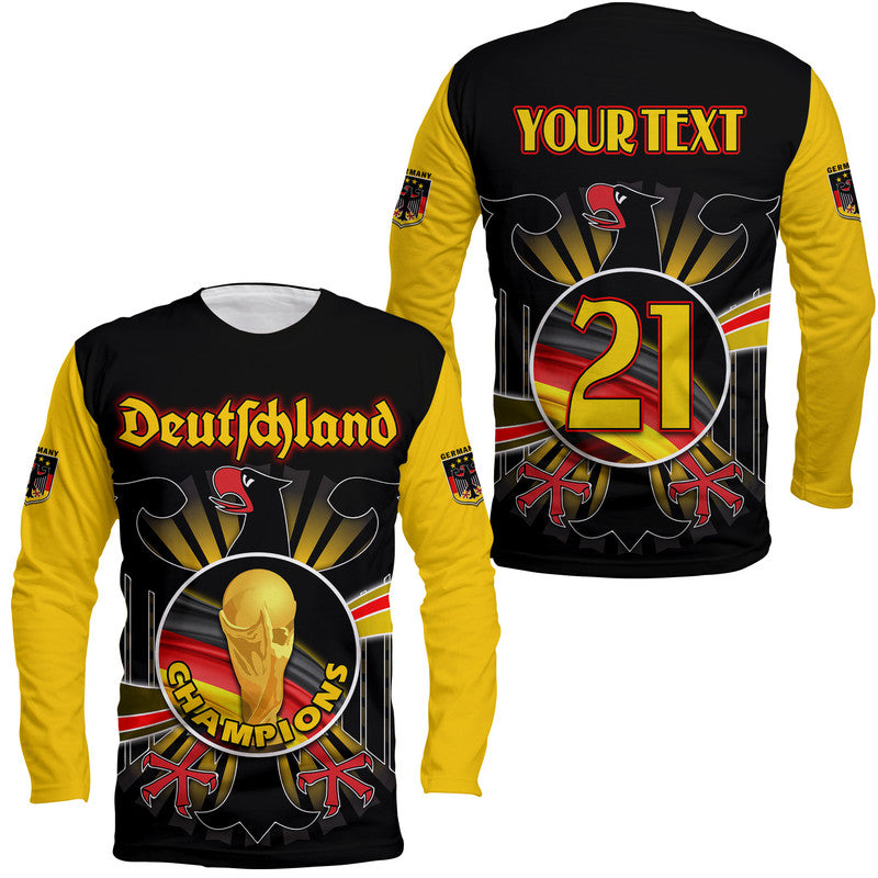 (Custom Personalised) Germany Football Black Eagle Jersey Deutschland Champion Long Sleeve Shirt - Wonder Print Shop