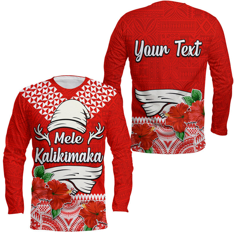 (Custom Personalised) Hawaii Hibiscus Flower Mele Kalikimaka Long Sleeve Shirt - Wonder Print Shop