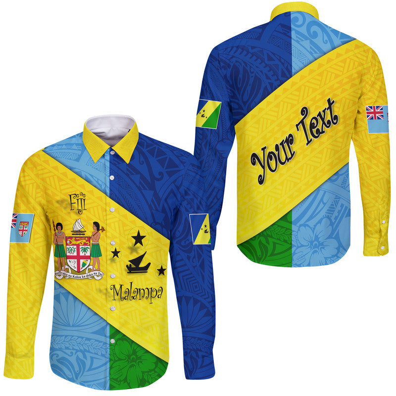 (Custom Personalised) Malampa Fiji Day Hawaii Long Sleeve Button Shirt Polynesian Line Arty Style - Wonder Print Shop