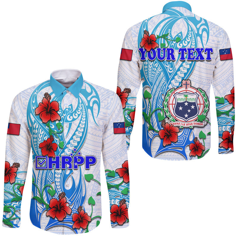 (Custom Personalised) Special Samoa HRPP Party Hawaii Long Sleeve Button Shirt Tribal Samoan Hibiscus Design - Wonder Print Shop