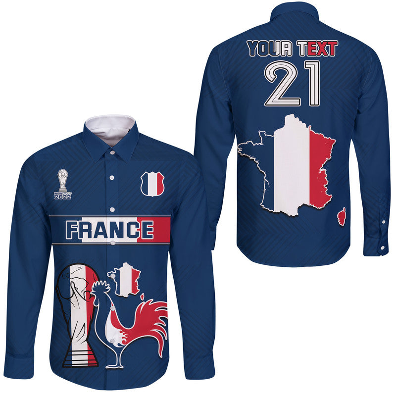 (Custom Personalised) France Rooster Les Bleus Football Hawaii Long Sleeve Button Shirt - Wonder Print Shop