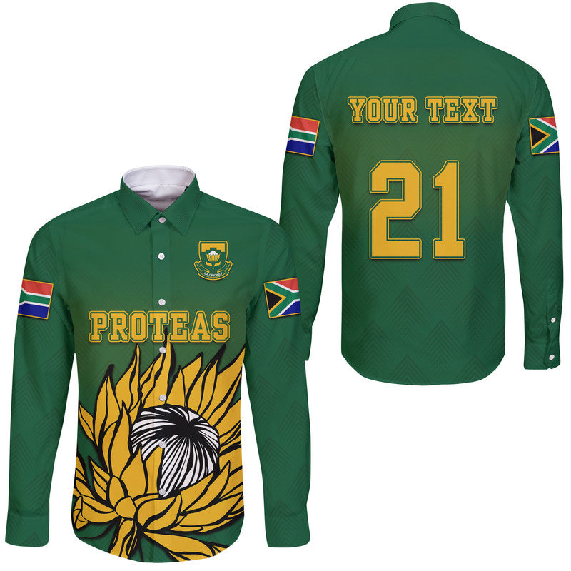 (Custom Personalised) South Africa National Cricket Team Hawaii Long Sleeve Button Shirt Proteas Sport Green Style - Wonder Print Shop