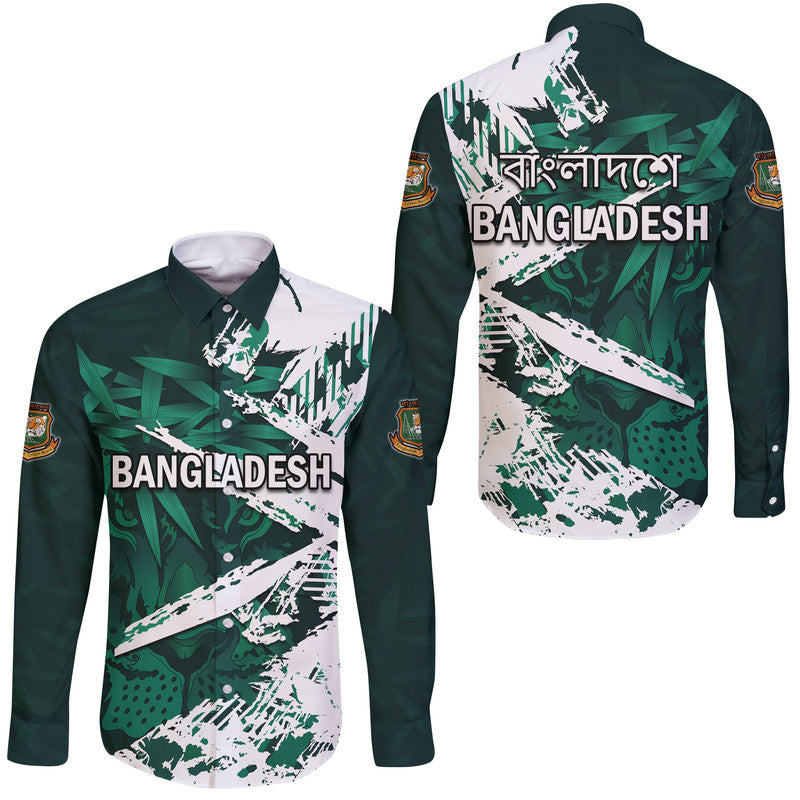 Bangladesh Cricket Team Hawaii Long Sleeve Button Shirt Special Bangla Tigers - Wonder Print Shop