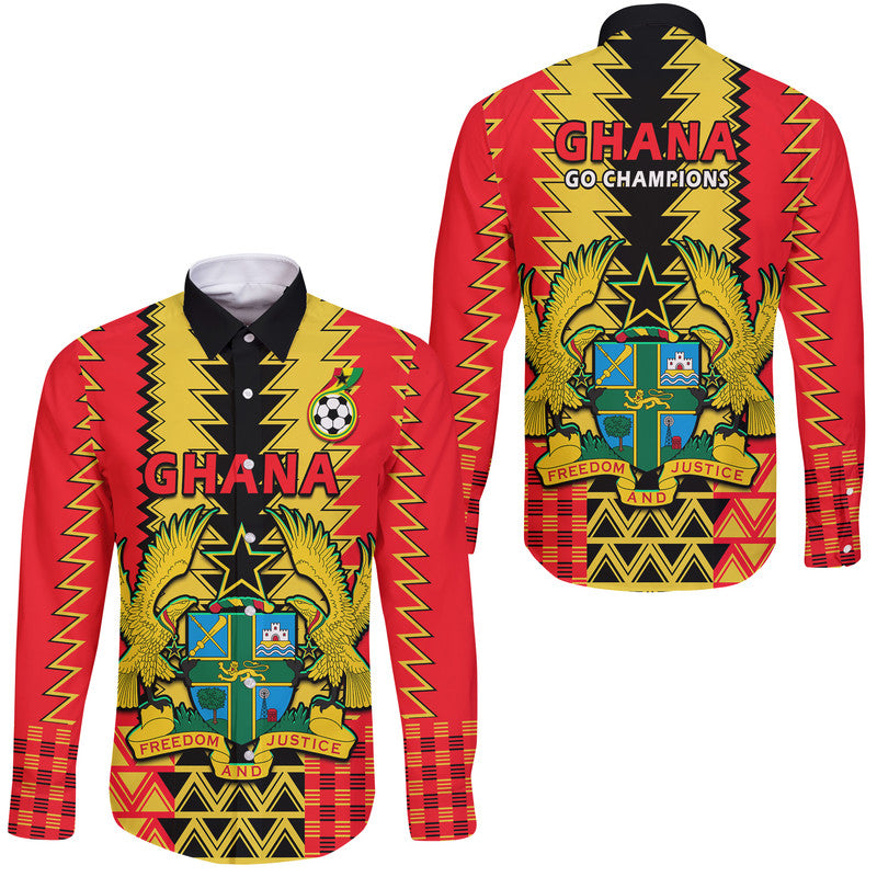 Ghana Football Sport Style Hawaii Long Sleeve Button Shirt - Wonder Print Shop