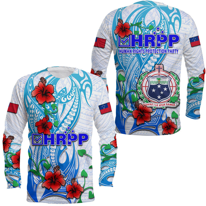 Special Samoa HRPP Party Long Sleeve Shirt Tribal Samoan Hibiscus Design - Wonder Print Shop