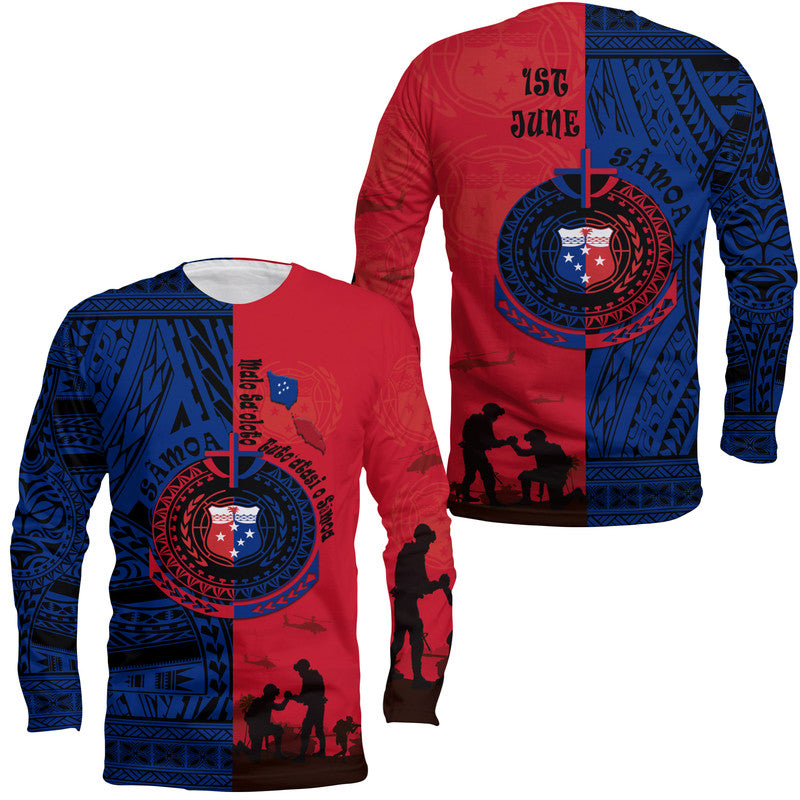 Samoa Independence Day Long Sleeve Shirt Military Polynesian Pattern - Wonder Print Shop