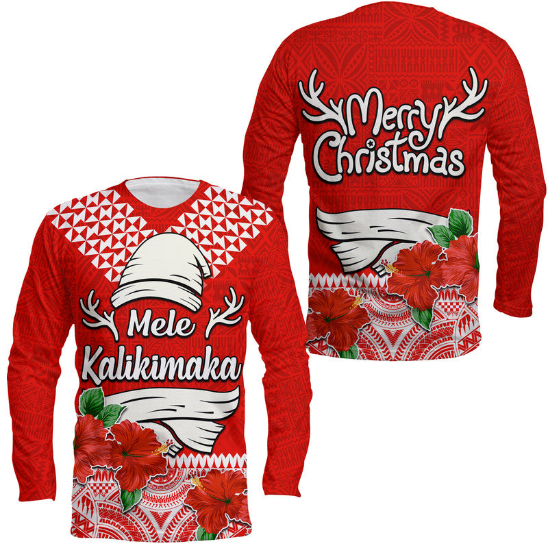 Hawaii Hibiscus Flower Mele Kalikimaka Long Sleeve Shirt - Wonder Print Shop