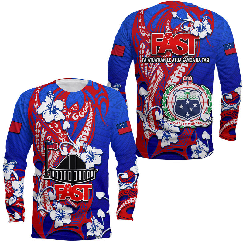 Special Samoa FAST Party Long Sleeve Shirt Tribal Samoan Hibiscus Design - Wonder Print Shop