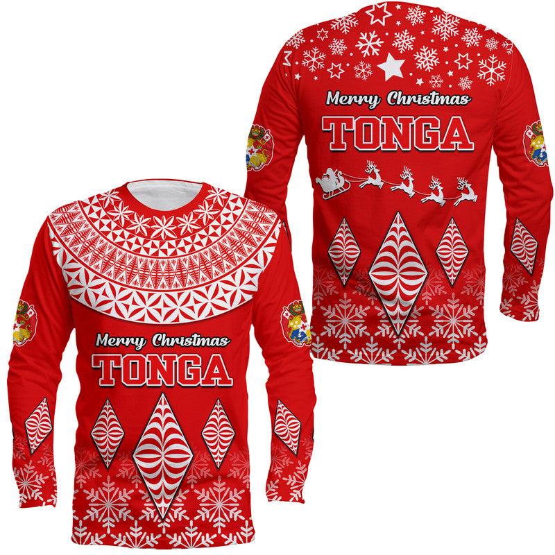 Tonga Kupesi Ngatu Merry Christmas Long Sleeve Shirt - Wonder Print Shop