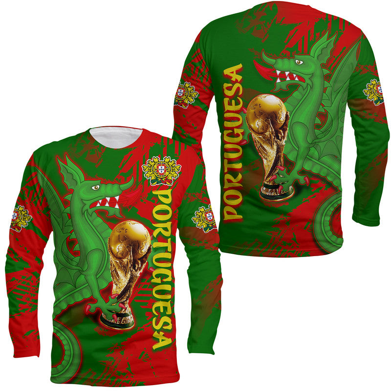 Portugal Football Long Sleeve Shirt Dragon of Royal Arms During The Reign of Queen Maria II - Wonder Print Shop