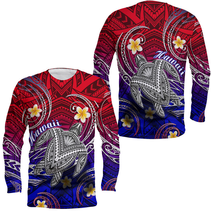 Hawaii Long Sleeve Shirt Hawaiian Turtle Plumeria Mixed Polynesian Style - Wonder Print Shop