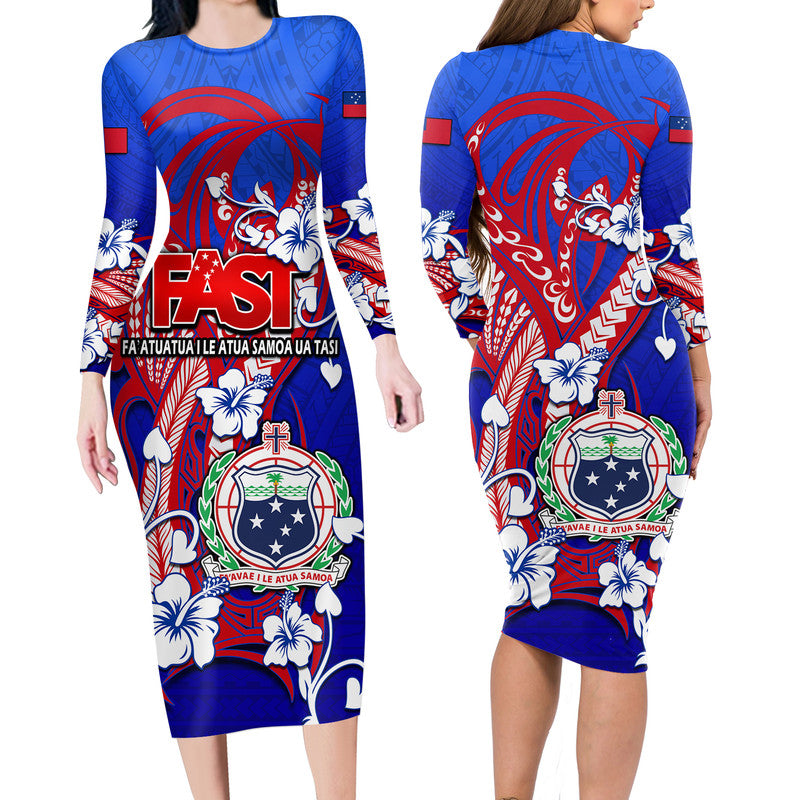 special-samoa-fast-party-long-sleeve-dress-tribal-samoan-hibiscus-design