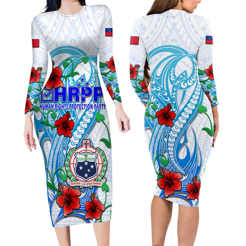 special-samoa-hrpp-party-long-sleeve-dress-tribal-samoan-hibiscus-design