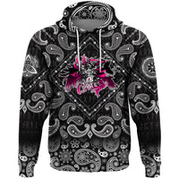Viking Hoodie Long haired Valkyrie with Bandana Paisley Style RLT12 - Wonder Print Shop
