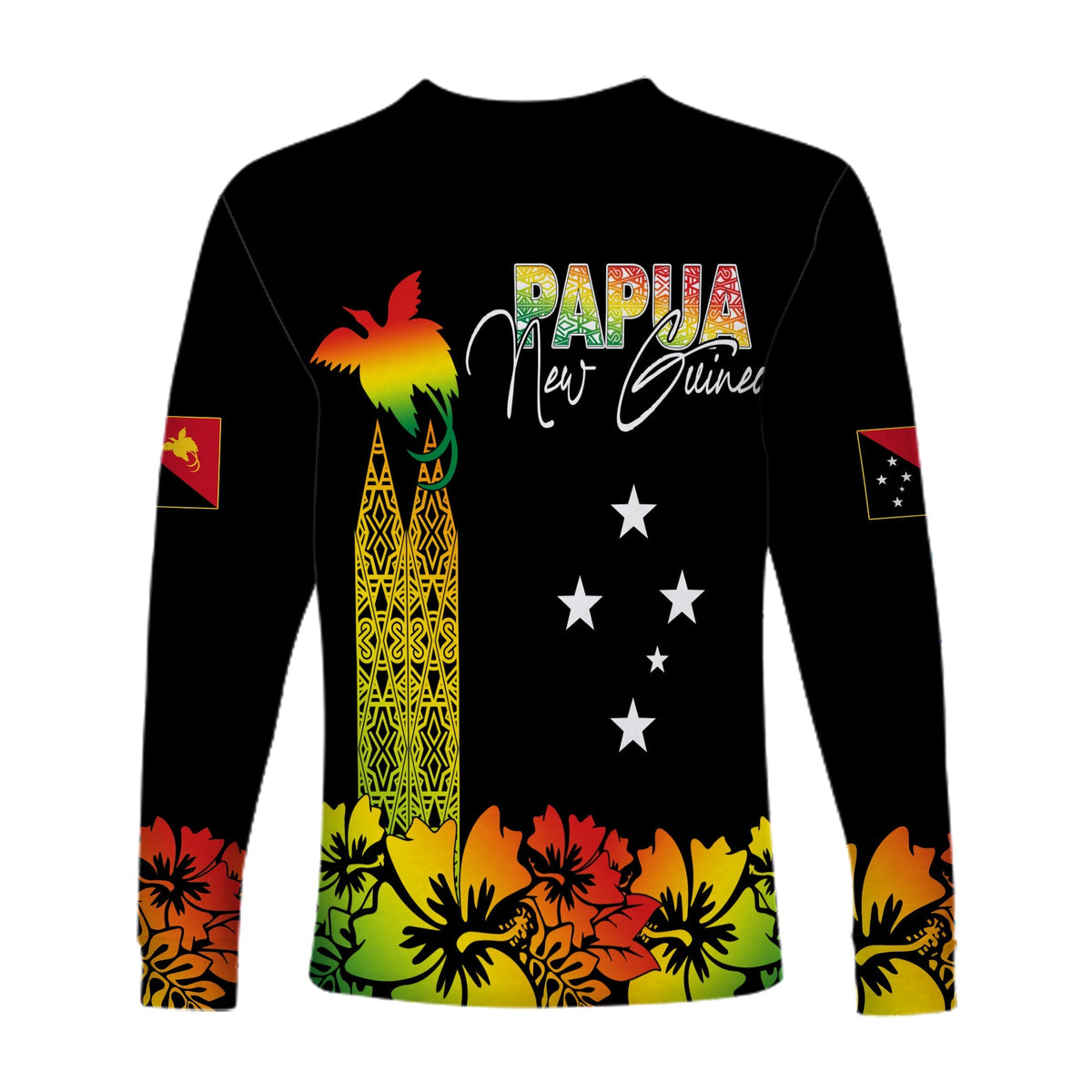 PNG Hibiscus Tribal Pattern Long Sleeves Shirt Motuan Reggae Color - Wonder Print Shop